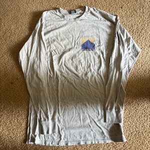 Stussy Gray Long Sleeve Tee with Blue and Gold Design